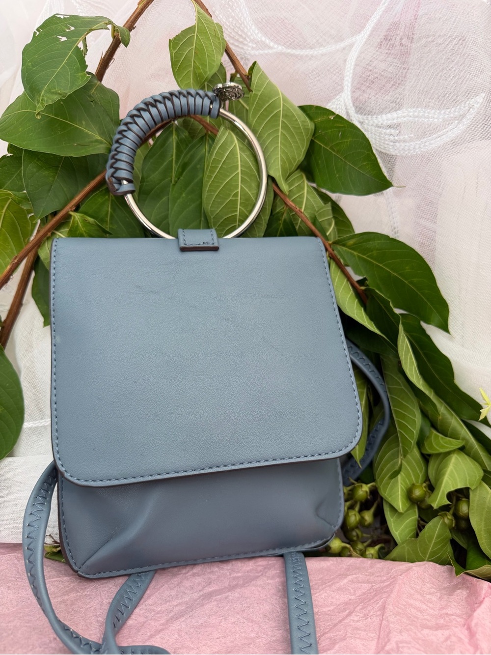 Carlos by Carlos Santana Steel Blue Mini Ring-Handle Crossbody Bag